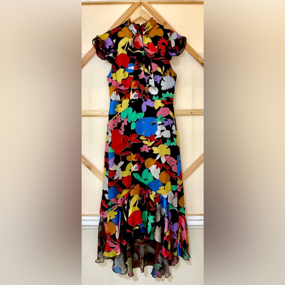 Alice + Olivia Rainbow Asymmetrical Silk Dress Sz 6